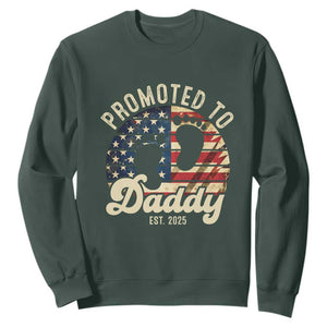 Funny Promoted To Daddy 2025 Sweatshirt Newborn Vintage American Flag TS11 Dark Forest Green Print Your Wear