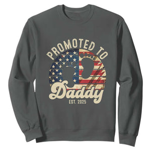 Funny Promoted To Daddy 2025 Sweatshirt Newborn Vintage American Flag TS11 Dark Heather Print Your Wear