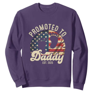 Funny Promoted To Daddy 2025 Sweatshirt Newborn Vintage American Flag TS11 Purple Print Your Wear