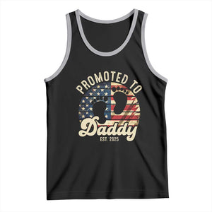 Funny Promoted To Daddy 2025 Tank Top Newborn Vintage American Flag TS11 Black Athletic Heather Print Your Wear