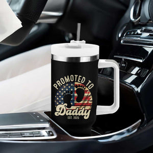 Funny Promoted To Daddy 2025 Tumbler With Handle Newborn Vintage American Flag TS11 Print Your Wear