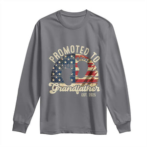 Funny Promoted To Grandfather 2025 Long Sleeve Shirt Newborn Vintage American Flag TS11 Charcoal Print Your Wear