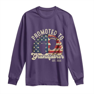 Funny Promoted To Grandfather 2025 Long Sleeve Shirt Newborn Vintage American Flag TS11 Purple Print Your Wear