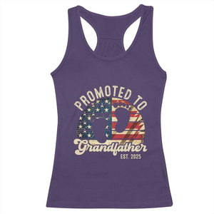 Funny Promoted To Grandfather 2025 Racerback Tank Top Newborn Vintage American Flag TS11 Purple Print Your Wear