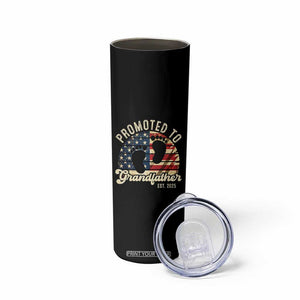 Funny Promoted To Grandfather 2025 Skinny Tumbler Newborn Vintage American Flag TS11 Print Your Wear