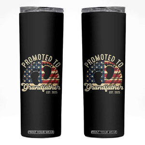 Funny Promoted To Grandfather 2025 Skinny Tumbler Newborn Vintage American Flag TS11 Black Print Your Wear