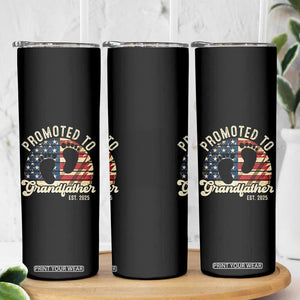 Funny Promoted To Grandfather 2025 Skinny Tumbler Newborn Vintage American Flag TS11 Print Your Wear