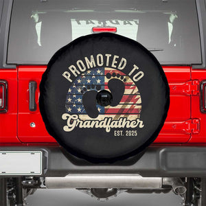 Funny Promoted To Grandfather 2025 Spare Tire Cover Newborn Vintage American Flag TS11 Black Print Your Wear