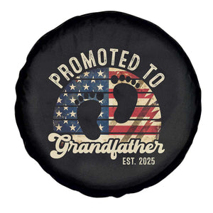 Funny Promoted To Grandfather 2025 Spare Tire Cover Newborn Vintage American Flag TS11 Print Your Wear