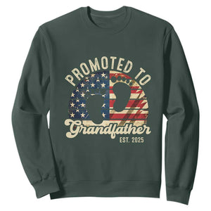 Funny Promoted To Grandfather 2025 Sweatshirt Newborn Vintage American Flag TS11 Dark Forest Green Print Your Wear