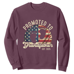 Funny Promoted To Grandfather 2025 Sweatshirt Newborn Vintage American Flag TS11 Maroon Print Your Wear