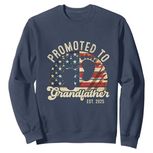 Funny Promoted To Grandfather 2025 Sweatshirt Newborn Vintage American Flag TS11 Navy Print Your Wear