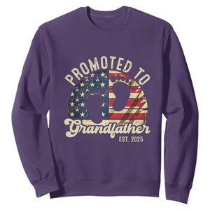 Funny Promoted To Grandfather 2025 Sweatshirt Newborn Vintage American Flag TS11 Purple Print Your Wear