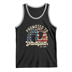 Funny Promoted To Grandfather 2025 Tank Top Newborn Vintage American Flag TS11 Black Athletic Heather Print Your Wear