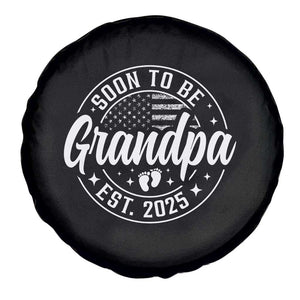 Funny Promoted To Grandpa 2025 Spare Tire Cover Newborn Vintage American Flag Baby Footprint TS11 Print Your Wear