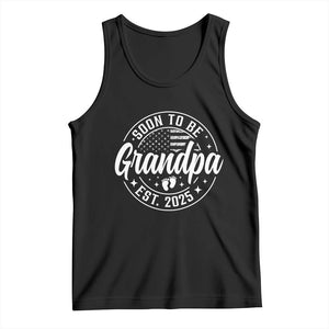 Funny Promoted To Grandpa 2025 Tank Top Newborn Vintage American Flag Baby Footprint TS11 Black Print Your Wear