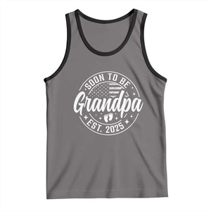 Funny Promoted To Grandpa 2025 Tank Top Newborn Vintage American Flag Baby Footprint TS11 Deep Heather Black Print Your Wear