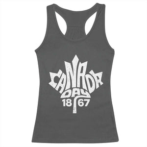 Funny Proud Canadian Canada Day 1867 Racerback Tank Top Vintage Maple Leaf TS11 Dark Heather Print Your Wear