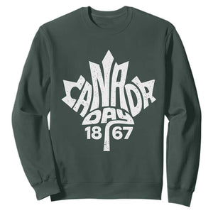 Funny Proud Canadian Canada Day 1867 Sweatshirt Vintage Maple Leaf TS11 Dark Forest Green Print Your Wear