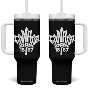 Funny Proud Canadian Canada Day 1867 Tumbler With Handle Vintage Maple Leaf TS11 One Size: 40 oz Black Print Your Wear