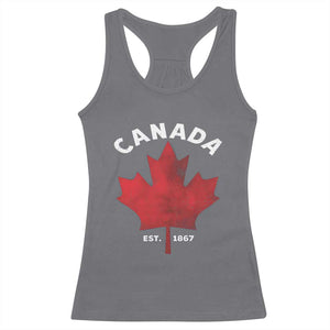 Funny Proud Canadian Canada EST 1867 Racerback Tank Top Vintage Maple Leaf TS11 Charcoal Print Your Wear