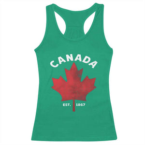 Funny Proud Canadian Canada EST 1867 Racerback Tank Top Vintage Maple Leaf TS11 Irish Green Print Your Wear