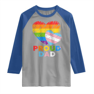 Funny Proud Dad LGBTQ Raglan Shirt LGBT Transgender Flag Heart Fathers Day TS11 Sport Gray Royal Print Your Wear