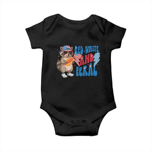 Funny Raccoon 4th of July Baby Onesie Red White and Feral Patriotic TS10 Black Print Your Wear
