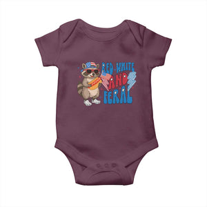 Funny Raccoon 4th of July Baby Onesie Red White and Feral Patriotic TS10 Maroon Print Your Wear