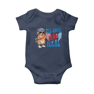 Funny Raccoon 4th of July Baby Onesie Red White and Feral Patriotic TS10 Navy Print Your Wear
