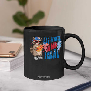 Funny Raccoon 4th of July Coffee Mug Red White and Feral Patriotic TS10 Print Your Wear