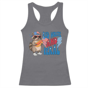 Funny Raccoon 4th of July Racerback Tank Top Red White and Feral Patriotic TS10 Charcoal Print Your Wear