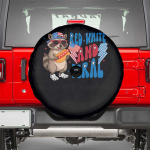 Funny Raccoon 4th of July Spare Tire Cover Red White and Feral Patriotic TS10 Black Print Your Wear