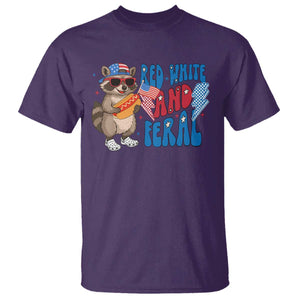 Funny Raccoon 4th of July T Shirt Red White and Feral Patriotic TS10 Purple Print Your Wear