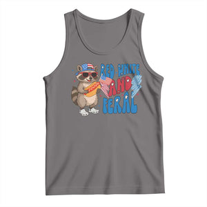 Funny Raccoon 4th of July Tank Top Red White and Feral Patriotic TS10 Deep Heather Print Your Wear
