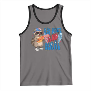 Funny Raccoon 4th of July Tank Top Red White and Feral Patriotic TS10 Deep Heather Black Print Your Wear