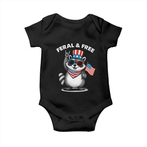 Funny Raccoon July 4th Baby Onesie Patriotic Trash Panda Feral But Free TS10 Black Print Your Wear