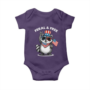 Funny Raccoon July 4th Baby Onesie Patriotic Trash Panda Feral But Free TS10 Purple Print Your Wear