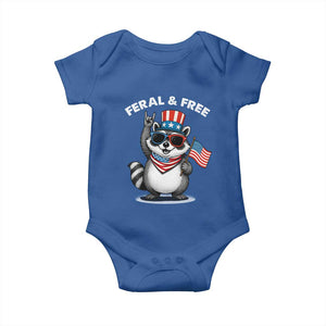 Funny Raccoon July 4th Baby Onesie Patriotic Trash Panda Feral But Free TS10 Royal Blue Print Your Wear