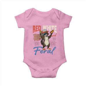 Funny Raccoon July 4th Baby Onesie Red White and Feral Patriotic Trash Panda TS10 Light Pink Print Your Wear