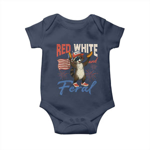 Funny Raccoon July 4th Baby Onesie Red White and Feral Patriotic Trash Panda TS10 Navy Print Your Wear