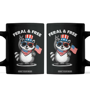 Funny Raccoon July 4th Coffee Mug Patriotic Trash Panda Feral But Free TS10 Black Print Your Wear
