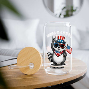 Funny Raccoon July 4th Glass Can Patriotic Trash Panda Feral But Free TS10 Print Your Wear