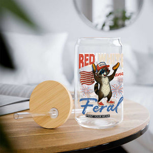Funny Raccoon July 4th Glass Can Red White and Feral Patriotic Trash Panda TS10 Print Your Wear