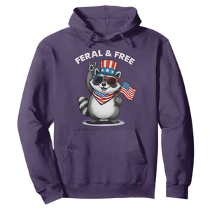 Funny Raccoon July 4th Hoodie Patriotic Trash Panda Feral But Free TS10 Purple Print Your Wear