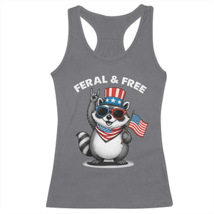 Funny Raccoon July 4th Racerback Tank Top Patriotic Trash Panda Feral But Free TS10 Charcoal Print Your Wear