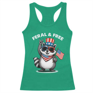 Funny Raccoon July 4th Racerback Tank Top Patriotic Trash Panda Feral But Free TS10 Irish Green Print Your Wear