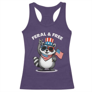 Funny Raccoon July 4th Racerback Tank Top Patriotic Trash Panda Feral But Free TS10 Purple Print Your Wear