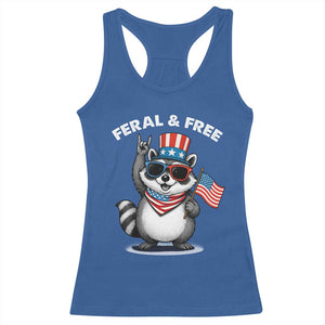 Funny Raccoon July 4th Racerback Tank Top Patriotic Trash Panda Feral But Free TS10 Royal Blue Print Your Wear