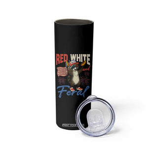 Funny Raccoon July 4th Skinny Tumbler Red White and Feral Patriotic Trash Panda TS10 Print Your Wear